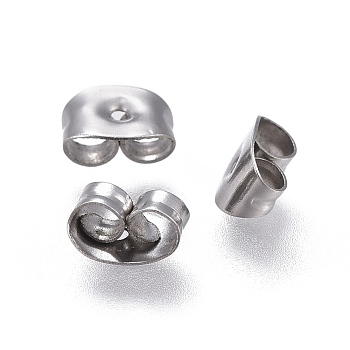 304 Stainless Steel Ear Nuts, Butterfly Earring Backs for Post Earrings, Stainless Steel Color, 6x4.5x3mm, Hole: 0.8mm