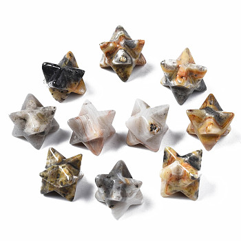 Natural Crazy Agate Beads, No Hole/Undrilled, Merkaba Star, 11~13.5x11~13.5x11~13.5mm