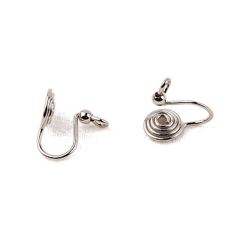 Brass Clip-on Earring Findings, for Earring Making, Platinum, 15x14mm