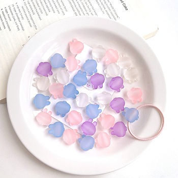 Rubberized Style Transparent Acrylic Beads, Rabbit, Mixed Color, 17.3x14.8x12.1mm, Hole: 3.8mm