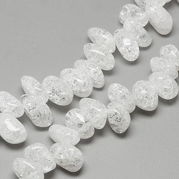 Natural Crackle Quartz Crystal Beads Strands, Chip, 15~26x10~15x7~15mm, Hole: 1mm, about 45~55pcs/strand, 15.7 inch