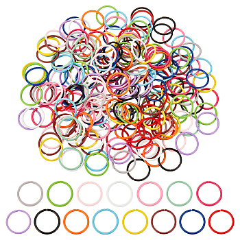 Elite 225Pcs 15 Colors SPray Painted Zinc Alloy Jump Rings, Close but Unsoldered, Round Ring, Mixed Color, 16 Gauge, 12.2x1.2mm, Inner Diameter: 9.8mm, 15pcs/color