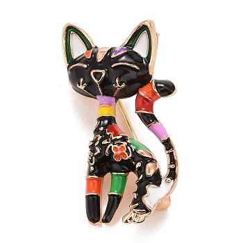 Cat Enamel Pin, Animal Alloy Brooch for Backpack Clothes, Golden, Colorful, 38.5x25x6mm