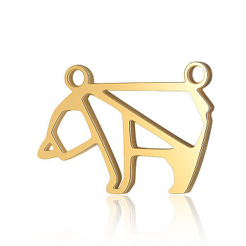 201 Stainless Steel Charms, Bear, Golden, 11x16x1mm, Hole: 1.2mm