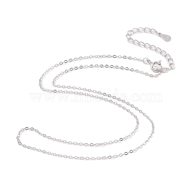 Anti-Tarnish Rhodium Plated 925 Sterling Silver Flat Cable Chain Necklace(NJEW-A011-01B-P)-2