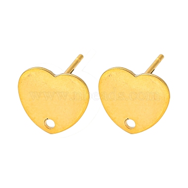 Golden Heart 304 Stainless Steel Stud Earring Findings