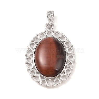 Platinum Oval Tiger Eye Pendants