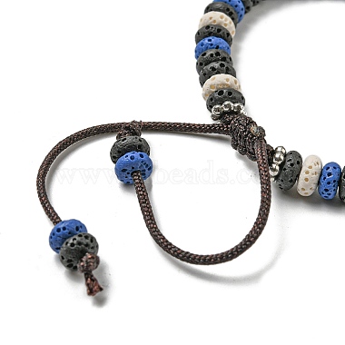 bracelet de perles tressées réglable en pierre de lave naturelle teint en disque(BJEW-G691-01D)-3