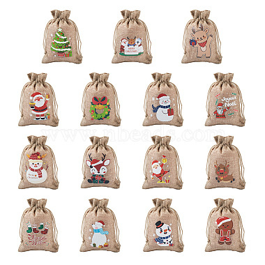 Kissitty 30Pcs 15 Styles Rectangle Jute Cloth Storage Pouches(ABAG-KS0001-03)-2