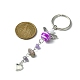 Gemstone Chip & Alloy Heart Pendant Keychain with Acrylic Beads(KEYC-JKC00538)-3