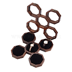 1Pcs 5-Slot Octagonal Acacia Wood Plexiglass Visible Window Watch Organizer Boxes, with 5Pcs Velvet & Sponge Bracelet Watch Pillow, Coconut Brown, Box: 27.5x26.5x5.05cm(CON-OC0001-72)