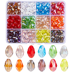 240Pcs 12 Colors Transparent Electroplate Glass Beads Strands, AB Color Plated, Faceted, Teardrop, Mixed Color, 11.5x8mm, Hole: 1.2mm, 20pcs/color(EGLA-PA0001-05)