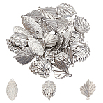 30Pcs 3 Style 304 Stainless Steel Pendants, Leaf, Stainless Steel Color, 10pcs/style(STAS-UN0025-44)