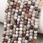 Natural Mexican Agate Beads Strands, Round, 3~4mm, Hole: 0.6mm, about 113pcs/strand, 15.35''(39cm)(G-G345-B01-3mm)