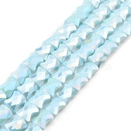 AB Color Plate Glass Beads Strands, Faceted Bamboo Stick, Light Blue, 10.5~11x8x5mm, Hole: 1.4mm, about 60pcs/strand, 24.41~25.20''(62~64cm)(EGLA-P051-06A-B08)