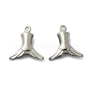 304 Stainless Steel Pendants, Fishtail Charms, Stainless Steel Color, 15x14x4mm, Hole: 1mm(STAS-L024-017P)