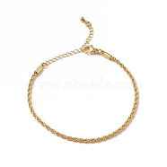 Rack Plating Brass Rope Chain Bracelet for Women, Golden, 7-3/8 inch(18.6cm)(BJEW-C020-11B-G)