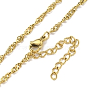 304 Stainless Steel Wheat Chain Necklaces, Real 18K Gold Plated, 17.80x0.10 inch(45.2x0.25cm)(NJEW-R266-02G)