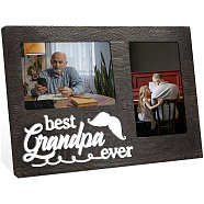 MDF Double Photo Frames, Display Photo Frame, Rectangle with Word Best Grandpa, Wing, 200x320mm(AJEW-WH0424-003)