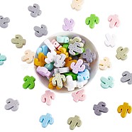 60Pcs Cactus Silicone Focal Beads Colorful Large Hole Loose Spacer Beads Silicone Beads for DIY Necklace Bracelet Earrings Keychain Craft Jewelry Making, Mixed Color, 29x23x8mm, Hole: 2mm(JX324A)