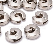 Letter Slider Beads for Watch Band Bracelet Making, Platinum Plated Alloy Crystal Rhinestone Slide Charms, Cadmium Free & Nickel Free & Lead Free, Letter.G, 11~13x9~11.5x4~5mm, Hole: 7.5~8x1mm(ALRI-O012-G-NR)