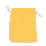 Polycotton Canvas Packing Pouches, Reusable Muslin Bag Natural Cotton Bags with Drawstring Produce Bags Bulk Gift Bag Jewelry Pouch for Party Wedding Home Storage, Gold, 12x9cm(ABAG-H103-A06)