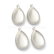 304 Stainless Steel Pendants Cabochan Settings, Teardrop, Stainless Steel Color, 22x12.5x2.2mm, Hole: 1.2mm(STAS-G245-01)