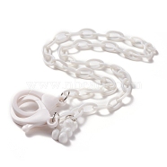Personalized ABS Plastic Cable Chain Necklaces, Eyeglass Chains, Handbag Chains, with Plastic Lobster Claw Clasps and Resin Bear Pendants, White, 19-1/8 inch(48.5cm)(NJEW-JN03220-01)