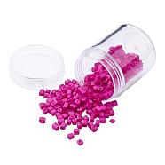 Opaque Colors Glass Seed Beads, Round Hole, Cube, Hot Pink, 3~7x3x3mm, Hole: 0.5mm, about 400pcs/box(SEED-JP0002-A06)