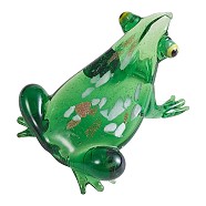 Frog Figurines, Hand Blown Glass Frog Miniature Statues, Animals Frog Decor for Gardening Gifts Home, Green, 59x29x45mm(JX544A)