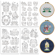 4 Sheets 11.6x8.2 Inch Stick and Stitch Embroidery Patterns, Non-woven Fabrics Water Soluble Embroidery Stabilizers, Flower, 297x210mmm(DIY-WH0455-195)