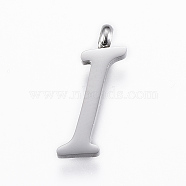 304 Stainless Steel Pendants, Initial Letter, Letter.I, Stainless Steel Color, 18x5.5x2mm, Hole: 2mm(STAS-F129-I-P)