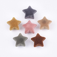 Flocky Acrylic Shank Buttons, 1-Hole, Star, Mixed Color, 26x27x15mm, Hole: 3.5mm(X-FIND-T046-63)