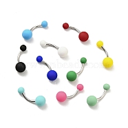 10Pcs Acrylic Round Beaded Curved Barbell, 304 Stainless Steel Piercing Navel Ring for Women, Mixed Color, 23.5x8mm, Pin: 1.6mm(AJEW-G041-03P)