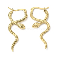 Ion Plating(IP) 304 Stainless Steel Hoop Earrings, Snake, Real 18K Gold Plated, 44x3x19.5mm(EJEW-K269-08G)