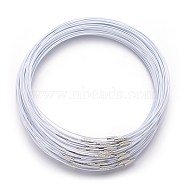 Steel Wire Necklace Cord, with Brass Screw Clasps, White, 17.5 inch(TWIR-SW005-W)