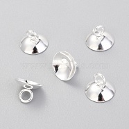201 Stainless Steel Bead Cap Pendant Bails, for Globe Glass Bubble Cover Pendants, Silver, 7x10mm, Hole: 3mm(STAS-G224-24S-01)