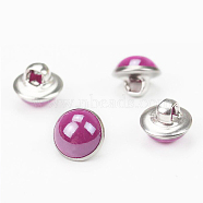 Resin Shank Buttons, with Brass Finding, Half Round/Dome, for Overcoat Garment Accessories, Golden, Dark Orchid, 10x8mm, Hole: 3x2.5mm(BUTT-WH0016-04G-16)