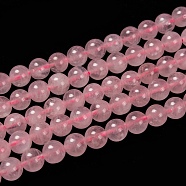 Natural  Rose Quartz Beads Strands, Round, 8mm, Hole: 1mm, about 44~48pcs/strand, 15 inch(G-L104-8mm-01)