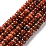 Natural Red Jasper Beads Strands, Grade AB, Rondelle, 8x5mm, Hole: 1.2mm, about 70~74pcs/strand, 14.76~15.08''(37.5~38.3cm)(G-D481-05)