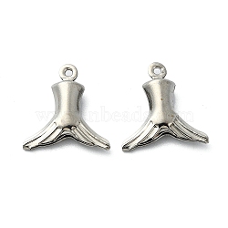 Non-Tarnish 304 Stainless Steel Pendants, Fishtail Charms, Stainless Steel Color, 15x14x4mm, Hole: 1mm(STAS-L024-017P)