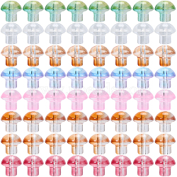 64Pcs 8 Colors Transparent Glass Beads, Mushroom, Mixed Color, 13.5x13.5mm, Hole: 1.6mm, 8pcs/color(GLAA-PA0001-24)