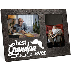 MDF Double Photo Frames, Display Photo Frame, Rectangle with Word Best Grandpa, Wing, 200x320mm(AJEW-WH0424-003)