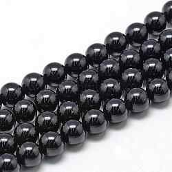 Natural Black Tourmaline Beads Strands, Round, 6~7mm, Hole: 1mm, about 60~67pcs/strand, 15.7 inch(G-R446-6mm-19)