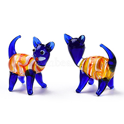 Handmade Lampwork Home Decorations, 3D Cat Ornaments for Gift, Blue, 43~45.5x24~26.5x23~24mm(LAMP-T011-86)