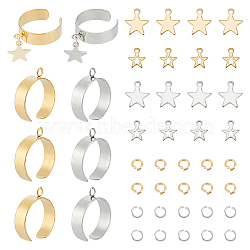 DIY Star Charm Cuff Ring Making Kit, Including 304 Stainless Steel Loop Ring Base & Charms & Jump Rings, Golden & Stainless Steel Color, 44Pcs/box(STAS-UN0051-40)