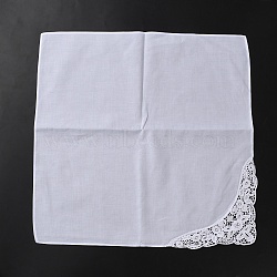 Cotton Handkerchief, Square, White, 350x350x0.5mm(AJEW-WH20020-397A)