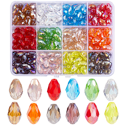 240Pcs 12 Colors Transparent Electroplate Glass Beads Strands, AB Color Plated, Faceted, Teardrop, Mixed Color, 11.5x8mm, Hole: 1.2mm, 20pcs/color(EGLA-PA0001-05)
