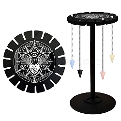 Wooden Wheel, Wooden Display Shelf, Black Holder Stand, Rustic Divination Pendulum Storage Rack, Witch Stuff, Bees, Wheel: 120x8mm, 2pcs, Studdle: 288x12mm, 1pc(DJEW-WH0046-078)