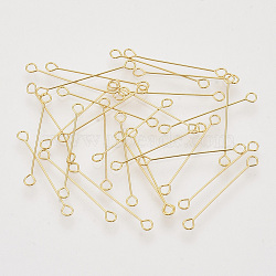Iron Eye Pins, Cadmium Free & Lead Free Double Sided Eye Pins, Golden, 25x0.4mm, Hole: 1.8mm, Head: 3mm(IFIN-S126-01C-G)
